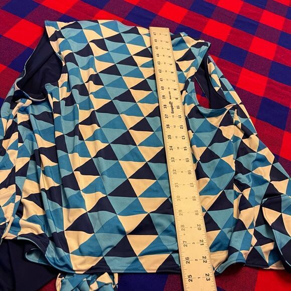 Nikki Poulos Blue White Retro Boho Tank Shirt Blouse Size 1X - Picture 7 of 7